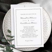 Elegantes Script Classic Schwarz-weiß Formal Hochz