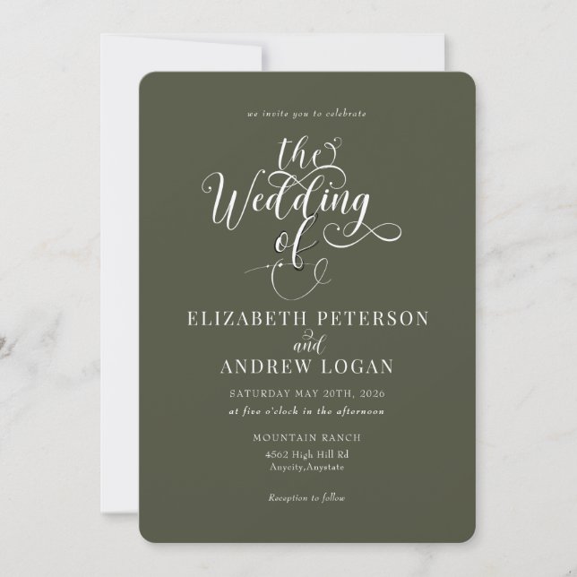 Elegantes Script Classic Wedding Einladungen (Vorderseite)
