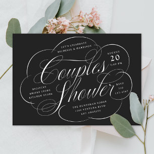 Elegantes Script Cloud Schnörkel Paare Dusche Einladung