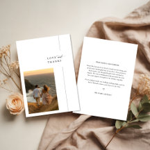 Elegantes Script Coastal Foto Hochzeit Liebe Dank