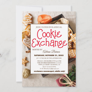 Elegantes Script Cookie Exchange Weihnachtsgeschen Einladung