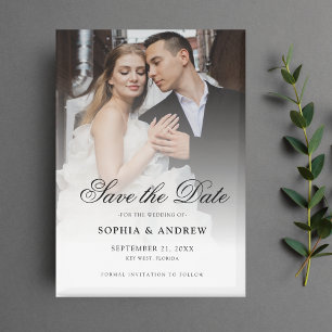 Elegantes Script Custom Foto Save the Date Hochzei Magnet