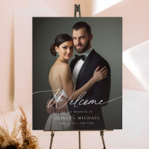 Elegantes Script Custom Foto Wedding Welcome