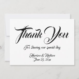Elegantes Script Custom Wedding Dankeschön Karte