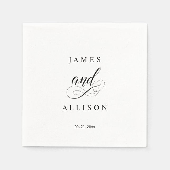 Elegantes Script Custom Wedding Monogram Napkins Serviette (Vorderseite)