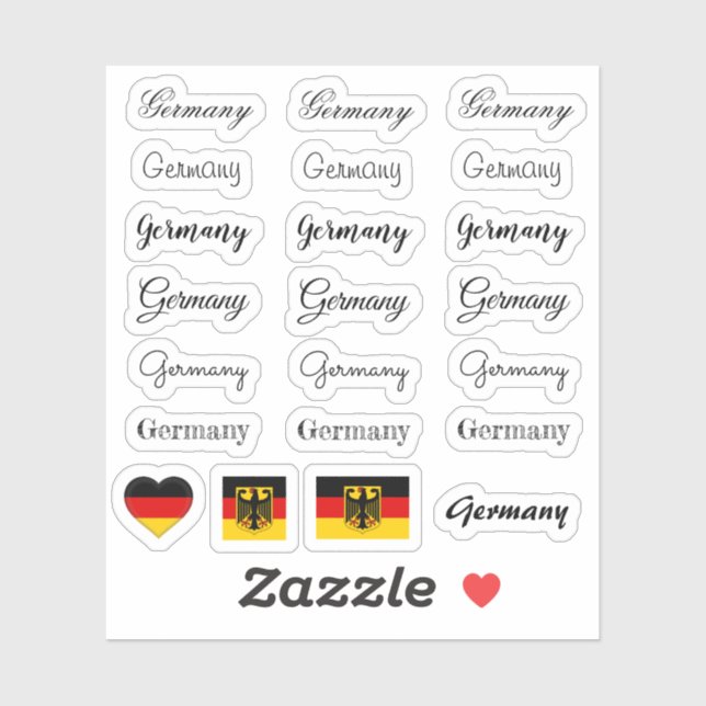 Elegantes Script Deutschland & Deutsches Flag /nam Aufkleber (Blatt)