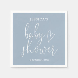 Elegantes Script Dusty Blue Baby Shower Serviette