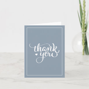Elegantes Script Dusty Blue Dankeschön Card Dankeskarte