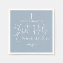 Elegantes Script Dusty Blue First Holy Communion