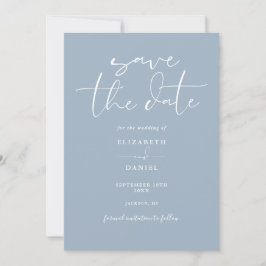 Elegantes Script Dusty Blue QR Code Hochzeit Save The Date
