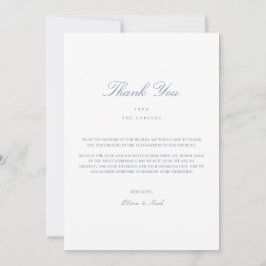 Elegantes Script Dusty Blue & White Dankeschön Car Dankeskarte