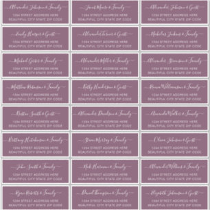 Elegantes Script Dusty Mauve Wedding Guest Address Aufkleber