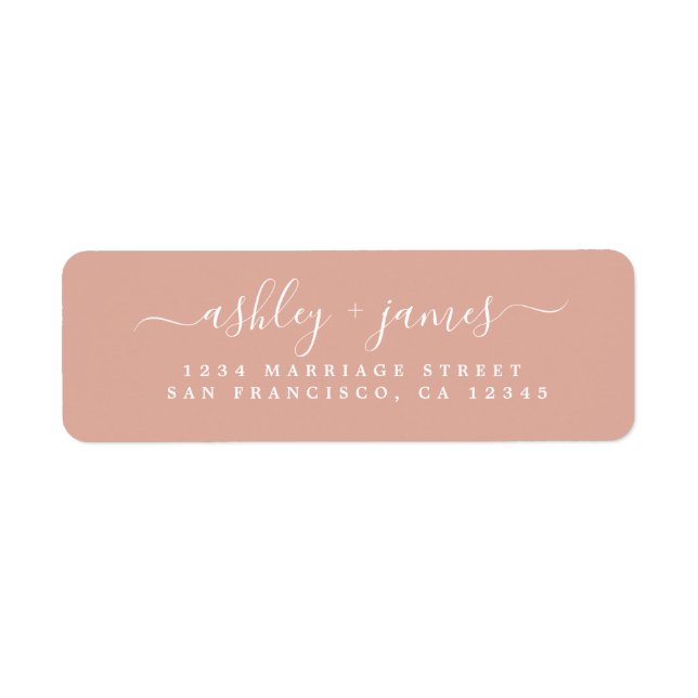Elegantes Script Dusty Pink Wedding Rücksendeadres (Vorne)