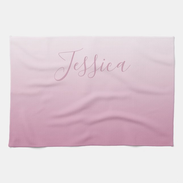 Elegantes Script & Editable Pink (beliebige Farbe) Geschirrtuch (Horizontal)