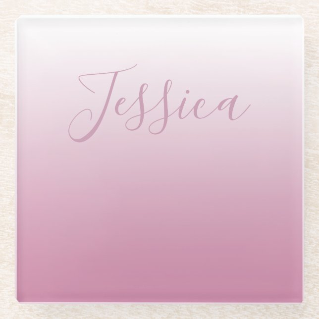 Elegantes Script & Editable Pink (beliebige Farbe) Glasuntersetzer (Vorderseite)