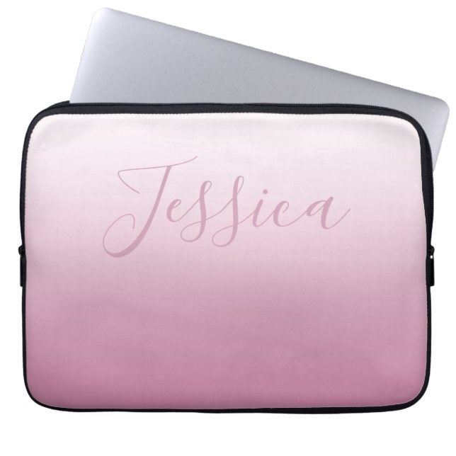 Elegantes Script & Editable Pink (beliebige Farbe) Laptopschutzhülle (Vorderseite)