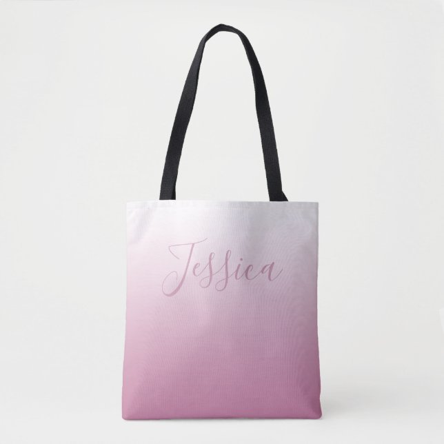 Elegantes Script & Editable Pink (beliebige Farbe) Tasche (Vorderseite)