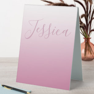 Elegantes Script & Editable Pink (beliebige Farbe) Tischaufsteller