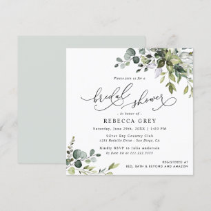 Elegantes Script Eukalyptus Greenery Brautparty Einladung