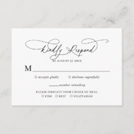 Elegantes Script floral Dusty Blue Wedding Rsvp Begleitkarte