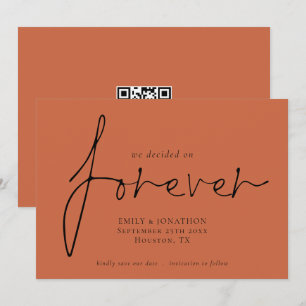 Elegantes Script Forever QR Code Terracotta Save The Date