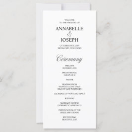 Elegantes Script-formales White Wedding-Programm