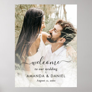Elegantes Script-Foto-Begrüßungszeichen Poster