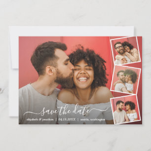 Elegantes Script Foto Collage 5 Fotos Moderne Save The Date