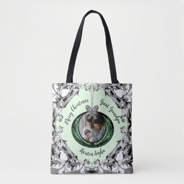 Elegantes Script Foto gibt Weihnachtsgeschenke Tasche (Vorderseite)