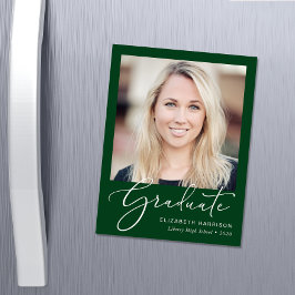 Elegantes Script Foto Green Abschluss Magnet