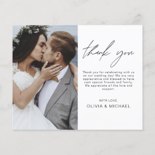 Elegantes Script Foto Hochzeit Dankeschön Karte