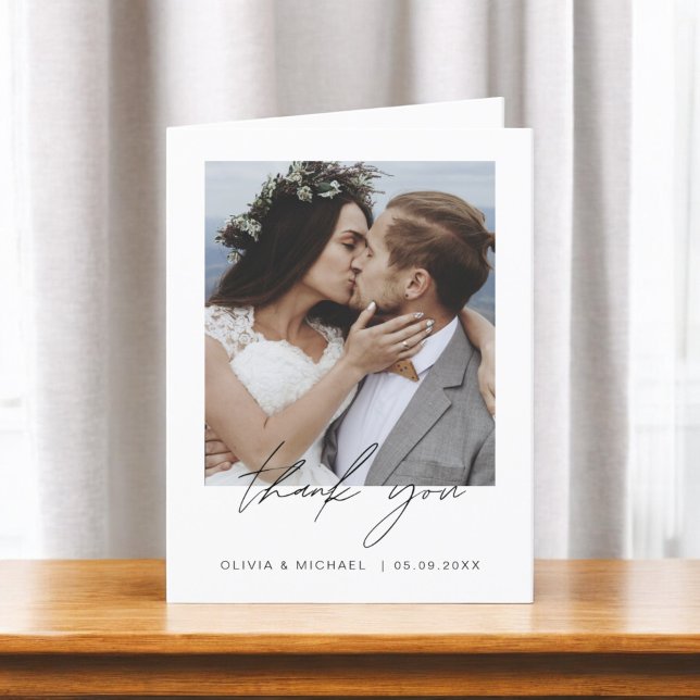Elegantes Script Foto Hochzeit Dankeschön Karte (Von Creator hochgeladen)