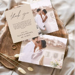 Elegantes Script Foto Hochzeit Dankeschön Karte<br><div class="desc">Mit diesem eleganten Script-Foto Wedding Dankeschön Card Ihre herzliche Dankbarkeit in zeitlosem Stil zum Ausdruck bringen. Mit raffinierter Kalligraphie, einem kompletten Foto-Layout und minimalistischen Designelementen ist diese Karte der perfekte Weg, um Ihren Gästen zu danken, während Sie einen angenehmen Augenblick von Ihrem großen Tag aus zeigen. Ideal für moderne, romantische...</div>