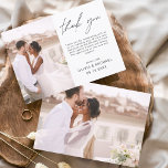 Elegantes Script Foto Hochzeit Dankeschön Karte<br><div class="desc">Mit diesem eleganten Script-Foto Wedding Dankeschön Card Ihre herzliche Dankbarkeit in zeitlosem Stil zum Ausdruck bringen. Mit raffinierter Kalligraphie, einem kompletten Foto-Layout und minimalistischen Designelementen ist diese Karte der perfekte Weg, um Ihren Gästen zu danken, während Sie einen angenehmen Augenblick von Ihrem großen Tag aus zeigen. Ideal für moderne, romantische...</div>
