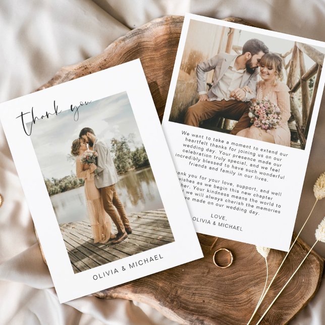 Elegantes Script Foto Hochzeit Dankeschön Karte (Von Creator hochgeladen)