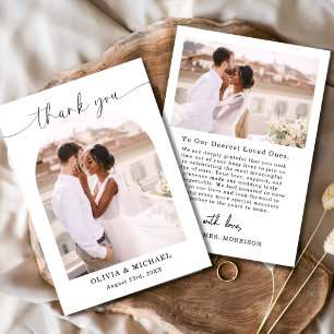 Elegantes Script Foto Hochzeit Dankeschön Karte