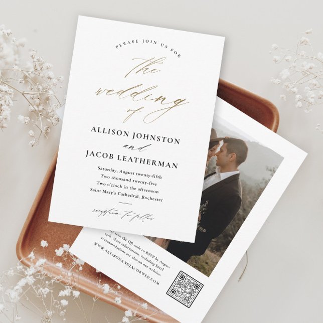 Elegantes Script-Foto-Hochzeit Einladung (Von Creator hochgeladen)