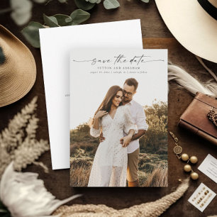 Elegantes Script-Foto Hochzeit Save The Date