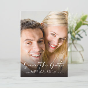 Elegantes Script-Foto Hochzeit Save The Date