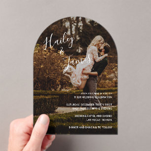 Elegantes Script-Foto Moderne Hochzeit Acryleinladungen