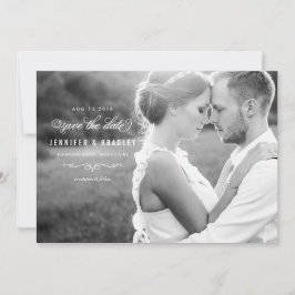 Elegantes Script-Foto Save the Date - Weiß