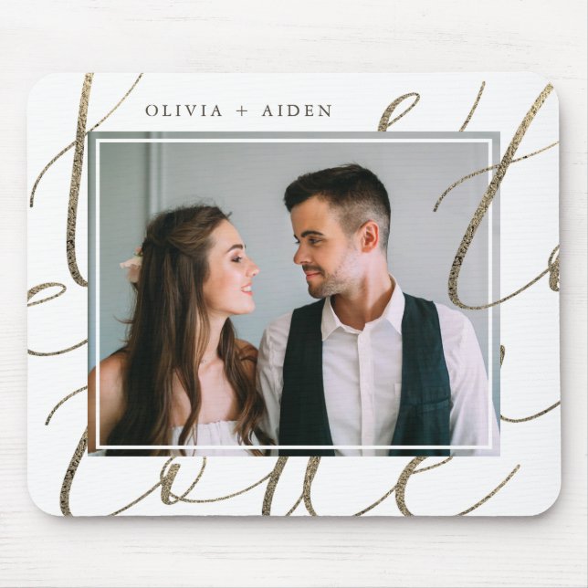 Elegantes Script-Foto und Name für Lieben Mousepad (Vorne)