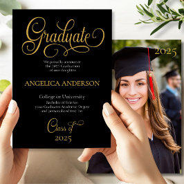 Elegantes Script Foto Uni Abschluss Ankündigung