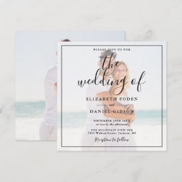 Elegantes Script-Foto Wedding Square Einladung