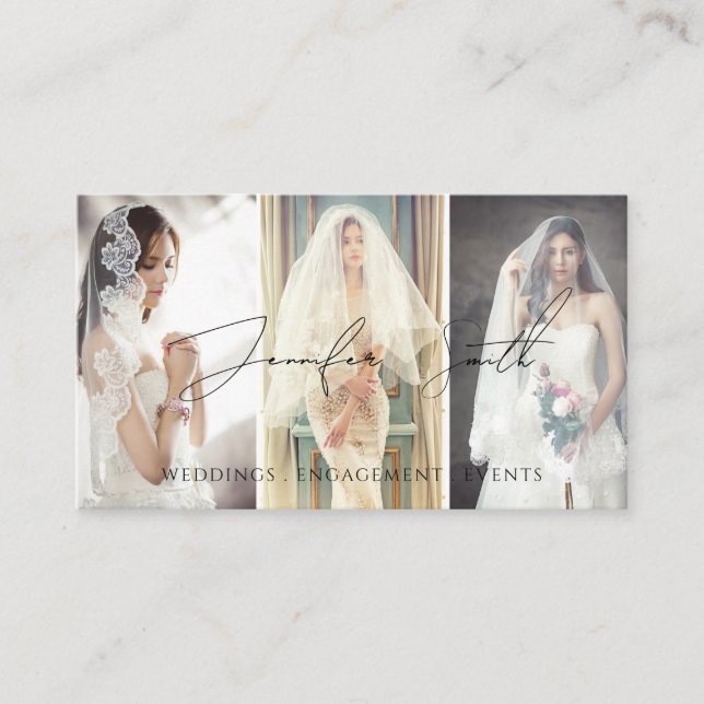 Elegantes Script Fotografy Custom Foto Boho Visitenkarte (Vorderseite)