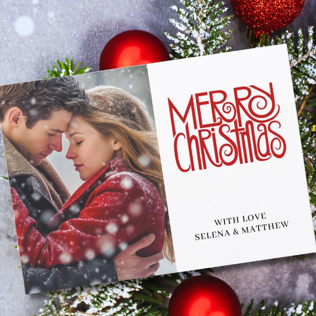 Elegantes Script Frohe Weihnachts-Foto Feiertagskarte (Von Creator hochgeladen)