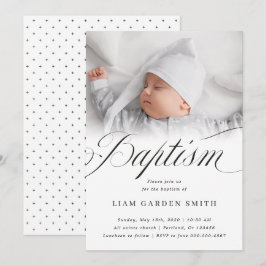 Elegantes Script gesegnet Christening Taufe Foto Einladung