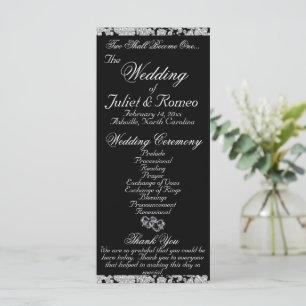 Elegantes Script & Glitzer - Black Wedding Programm