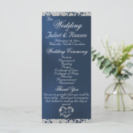 Elegantes Script & Glitzer - Blue Wedding Programm