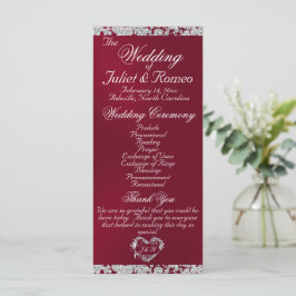 Elegantes Script & Glitzer - Burgund Wedding Programm